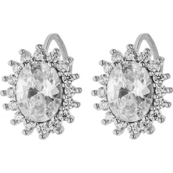 Náušnice Argento 64890 Stříbrné náušnice - čiré kulaté zirkony, čirý oválný zirkon