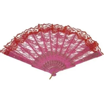 Karnevalový doplněk Vějíř krajkový - růžový