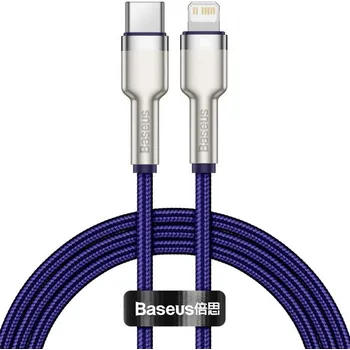 Baseus CATLJK-A01 Cafule Series opletený datový a nabíjecí kabel USB-C / Lightning pro iPhone / iPad / iPod / AirPods - 1 m - fialový