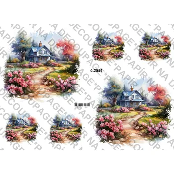 Umělecký papír Rýžový a soft papír na decoupage - Krajinka - KB03554 Materiál: Soft, Rozměr: A4
