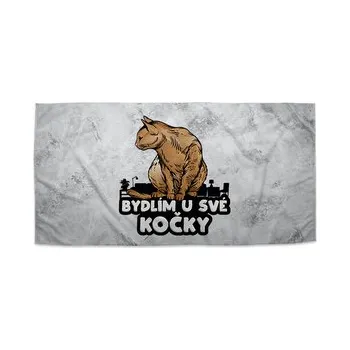 Sprchový závěs Ručník Bydlím u své kočky: 70x140 cm