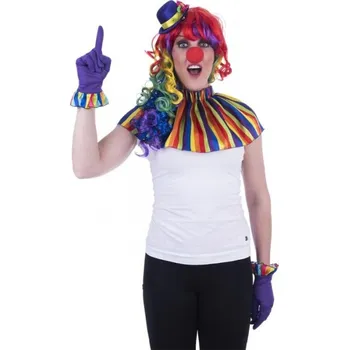 Karnevalový doplněk Sada Klaun - klobouk, rukavice, límec a klaunský nos