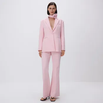 Dámské kalhoty Reserved - Kalhoty s nažehlenými puky - pastelově růžová - YT328-03X - YT328-03X-XXL