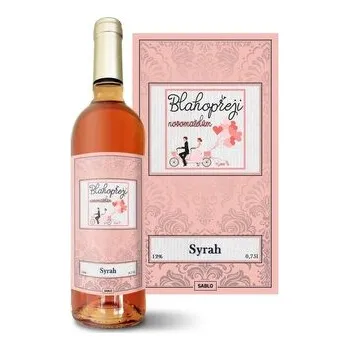 Víno Růžové víno Blahopřeji novomanželům: 0,75 l