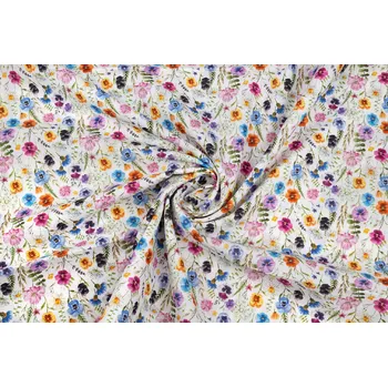 Bavlněné plátno macešky na smetanové