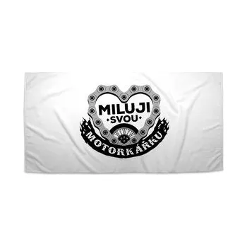 Sprchový závěs Ručník Miluji svou motorkářku: 70x140 cm