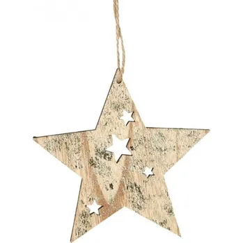 Vánoční dekorace Vánoční ozdoba dřevěná hvězda 12 cm