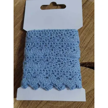 Krajka Bavlněná krajka paličkovaná šíře 15 mm barva modrá světlá