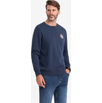 Pánská mikina Pánská mikina s nášivkou v univerzitním stylu - tmavě modrá V2 OM-SSNZ-0134 - L