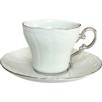 Ela, šálek s podšálkem, 0,15 l, porcelán, platina, Leander