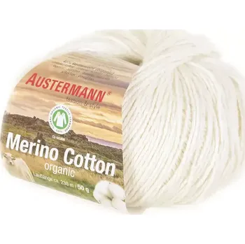 Příze Austermann Merino Cotton 1 Přírodní bílá (Organická příze Merino Cotton Natur)