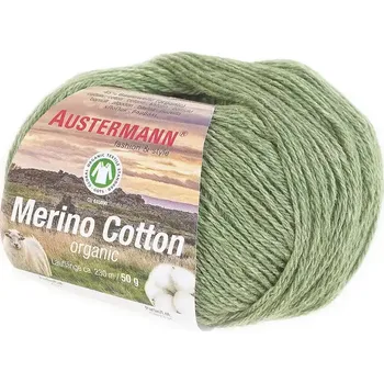 Příze Austermann Merino Cotton 12 Zelená (Organická příze Merino Cotton Green)