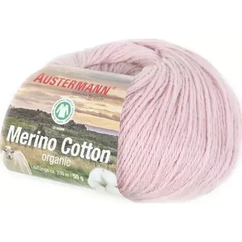 Příze Austermann Merino Cotton 5 Baby růžová (Organická příze Merino Cotton Rosé)