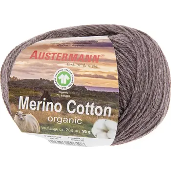 Příze Austermann Merino Cotton 19 Hnědá (Organická příze Merino Cotton Kakao)