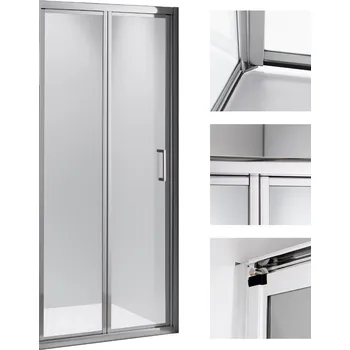 Sprchové dveře BPS-koupelny Zalamovací posuvné sprchové dveře HYD-DN09B 90 chrom/transparent pro instalaci do niky - bez vaničky