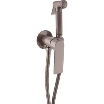 RAV Slezák Nuvia Baterie bidetová podomítková, se sprškou, hadice 100 cm kovová, držák, metal grey kartáčovaná PVD, NU.120.MGB