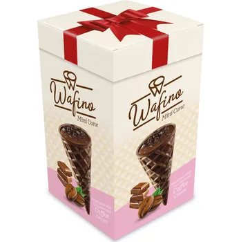 18x čoko kornoutky WAFINO 180 g krabička - KÁVOVÉ (WAFINO tmavé oplatky plněné kávovo-čokoládovým krémem )