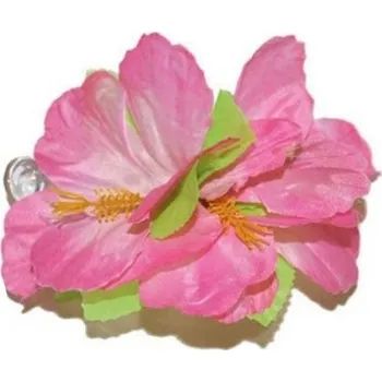 Karnevalový doplněk Spona havaj - růžové květy 12cm