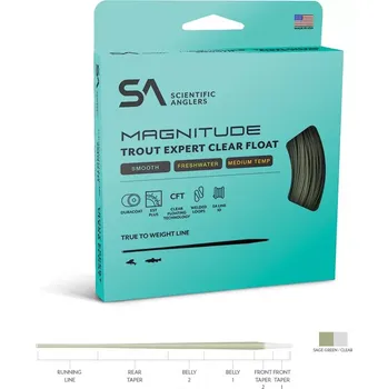 Muškařská šňůra Scientific Anglers Magnitude Smooth Trout Expert Sage Green/10' Clear Tip