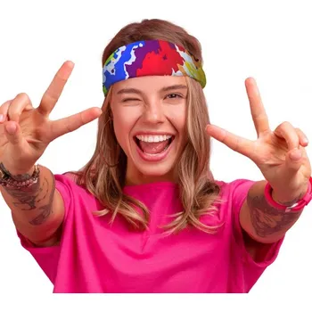 Karnevalový doplněk Barevný šátek hipík 50 x 50 cm