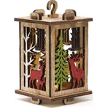 Vánoční dekorace dřevěná lucerna s LED světlem 15 cm