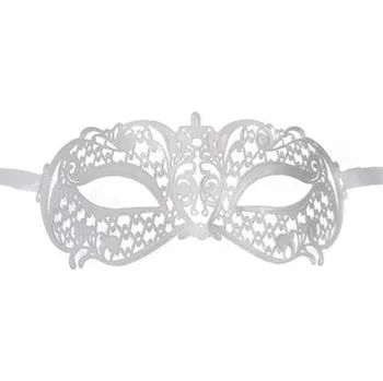 Karnevalová maska Kovová maska škraboška - bílá