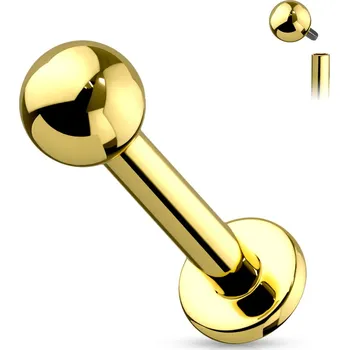 Piercing Atreya Titanová labreta s vnitřním závitem Prima Barva: Zlatá, Velikost: 1,2 mm, Délka / Průměr: 8 mm