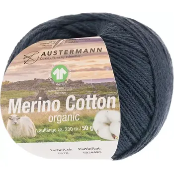 Příze Austermann Merino Cotton 28 Námořnická (Organická příze Merino Cotton Navy)