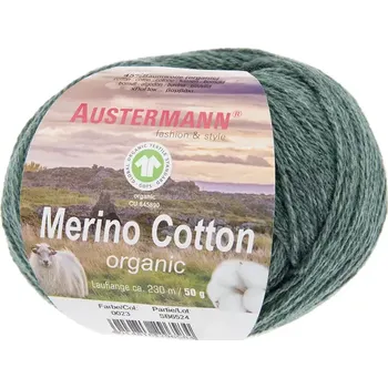 Příze Austermann Merino Cotton 23 Jedlová (Organická příze Merino Cotton Tanne)