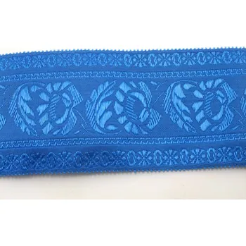 Stuha Povijanová stuha s kytičkami - modrá - šíře 5,5 cm
