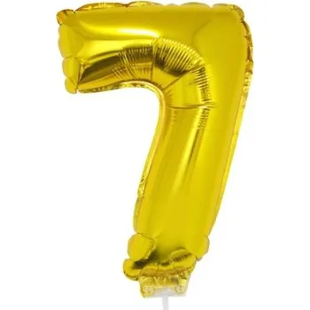 Balónek Foliový balónek číslo 7 zlatý 41cm + tyčka