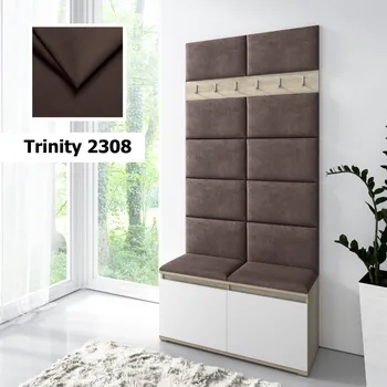 Předsíňová stěna Eka Předsíňová stěna s čalouněnými panely Trinity 1 - Bílá sonoma / Tmavě Hnědá 2308