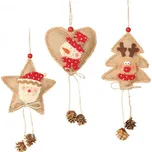 Vánoční ozdoby Sada Santa, sněhulák a sob 12 cm