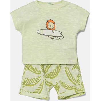 Dětská móda Dětská bavlněná souprava United Colors of Benetton 3O7SAK014.W.Seasonal zelená 07X, vel. 68