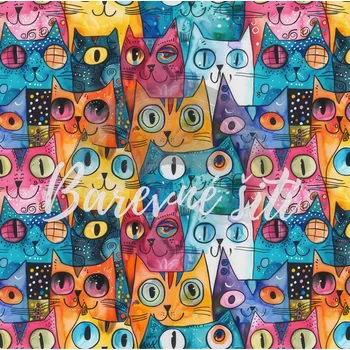 Úplet, Barevné kreslené kočičky (E) (Top kvalitní úplet Bella digitisk)