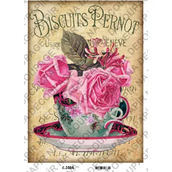 Umělecký papír Rýžový a soft papír na decoupage - Květiny, nápis, vintage - KB03566 Materiál: Soft, Rozměr: A4