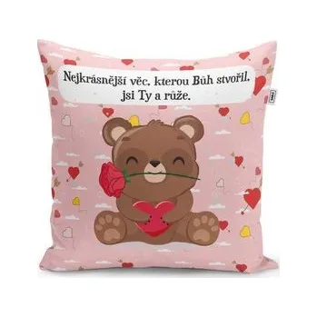 Polštář Nejkrásnější věc, kterou Bůh stvořil, jsi Ty a růže: 40x40 cm