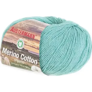 Příze Austermann Merino Cotton 13 Mentolová (Organická příze Merino Cotton Tuerkis)