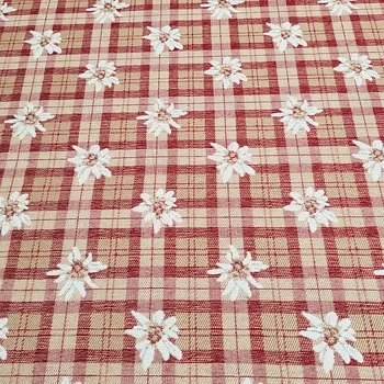 BYTEMA Luxusní dekorační látka KVĚTY A KÁRO červená šíře 140 cm