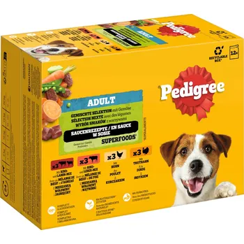 Krmivo pro psa 96x100g Pedigree čerstvé kapsičky v multibalení - výhodné balení: smíšený výběr v omáčce (4 varianty)