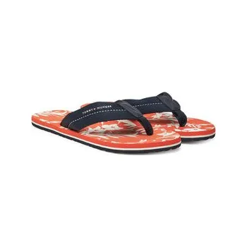 Dámské žabky Žabky Tommy Hilfiger Hilfiger Flw Print Beach Sandal FM0FM05507 Tmavomodrá 41