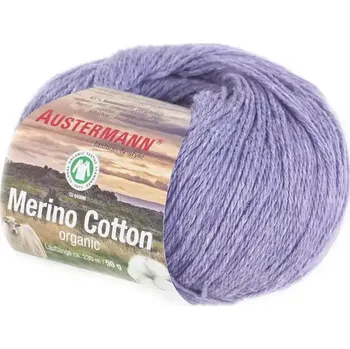 Příze Austermann Merino Cotton 16 Fialová (Organická příze Merino Cotton Lila)