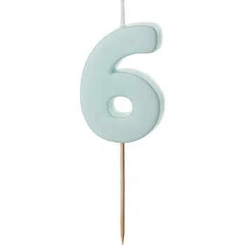 Dortová svíčka Svíčka na dort světle modrá "číslo 6", 5,5 cm
