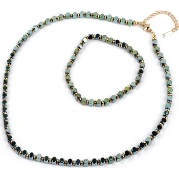 Souprava šperků Sada náhrdelník a náramek hematitový, barva 2 zelená