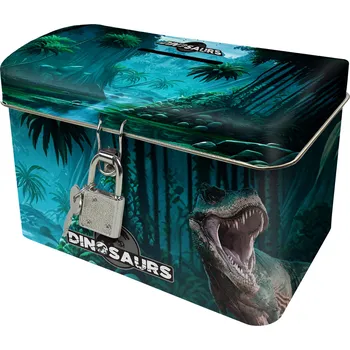 Samolepící dekorace DERFORM Pokladnička se zámkem s motivem dino