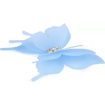 Motýl s broušenými kamínky Modrý (Motýl s broušenými kamínky k našití a nalepení, třívrstvý 3D)