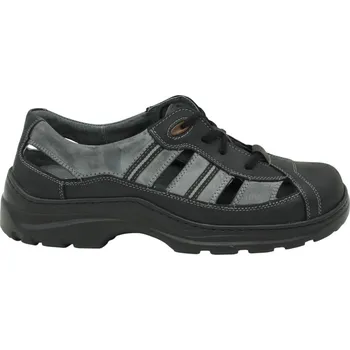 Pánské polobotky Pánské sandály černé De Plus KK603K na široké chodidlo - 43