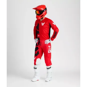Moto dres a Dětský motokrosový - enduro komplet kalhot a dresu THOR LAUNCHMODE FORGE barva červená/černá/bílá velikost 24+M