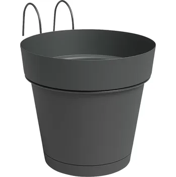 Květináč Capri Květináč, ø 20 cm, 21,5 cm, plast, antracit
