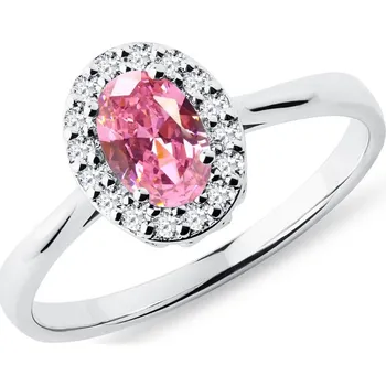 Prsten Zlatý prsten s růžovým safírem a brilianty KLENOTA